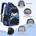 thumbnail image 3 of School Backpack for Boys - Gamer Boys Backpack for Kids Teens Elementary Middle School，18" Large Capacity Waterproof Bookbag with Usb Charging Port, Travel Daypack for age 6-18, 3 of 6