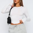 thumbnail image 3 of Blusa Mangas Largas Top de manga larga expuesto al ombligo Traje diario informal con cuello redondo para mujer (Blanco M) Kuymtek Blanco T M para Mujer, 3 of 6