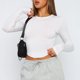 thumbnail image 3 of Blusa Mangas Largas Top de manga larga expuesto al ombligo Traje diario informal con cuello redondo para mujer (Blanco S) Kuymtek Blanco T S para Mujer, 3 of 6