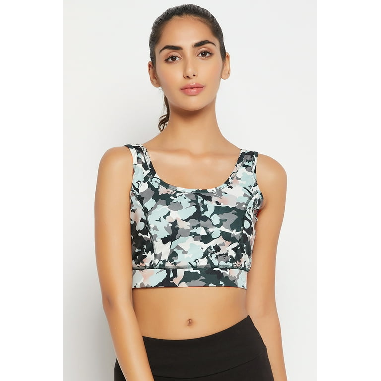 Buy Medium Impact Padded Non-Wired Camouflage Print Sports Bra in