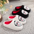 thumbnail image 2 of ZELAND Unisex Halloween Pumpkin Ghost Warm Winter Cotton Slippers - Thick Sole, Anti-Slip, Indoor House Shoes for Couples, 2 of 5