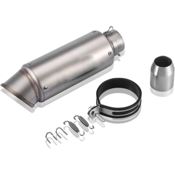 Keenso Universal Motorcycle Oblique Stainless Steel Exhaust Pipe 51mm Slip on Exhaust Muffler Rear Pipe Tailpipe(Titanium color) Auto Tuning