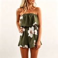 thumbnail image 3 of jiaxiM Jumpsuits for Women Dressy Strapless Off Shoulder Flower Ruffled Beachwear Shorts Tube Rompers Jumpsuits, 3 of 7