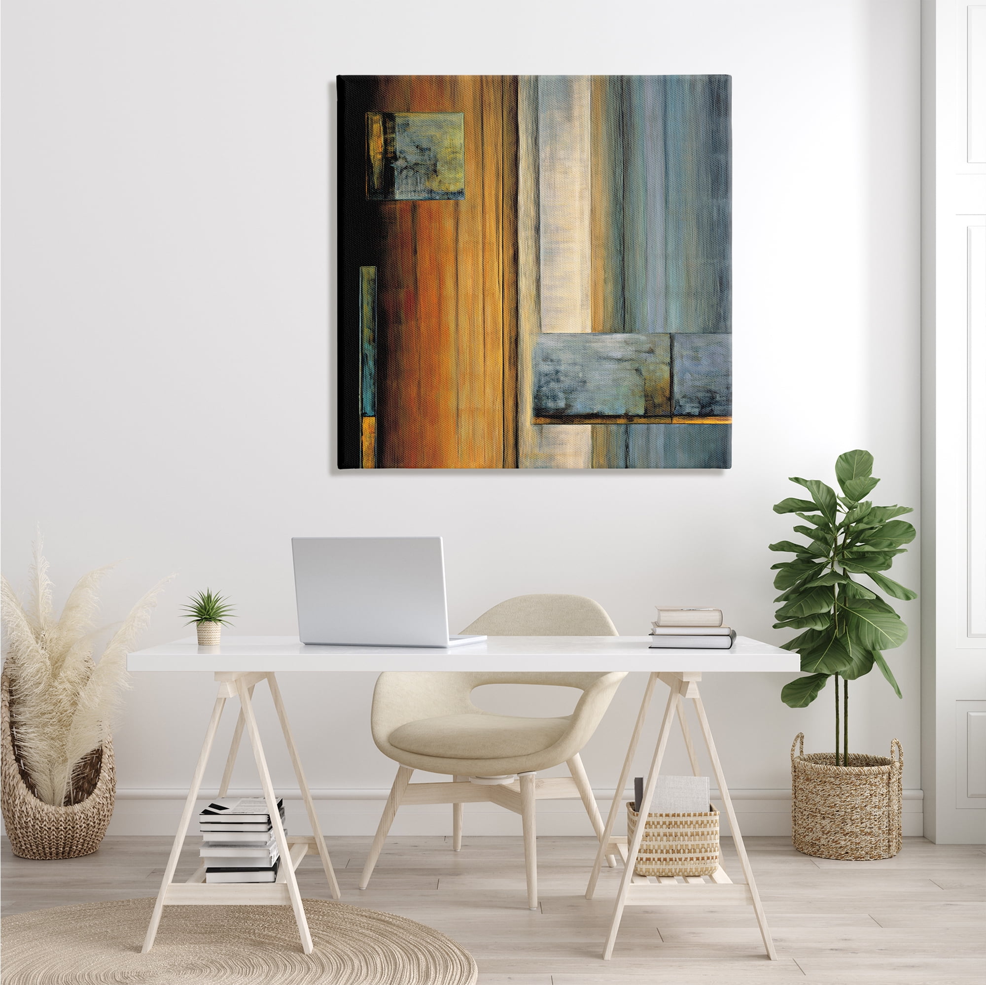 Stupell Industries Abstract Layered Rectangular Shapes Orange White Blue, 36 x 36, Designed by Aaron Summers