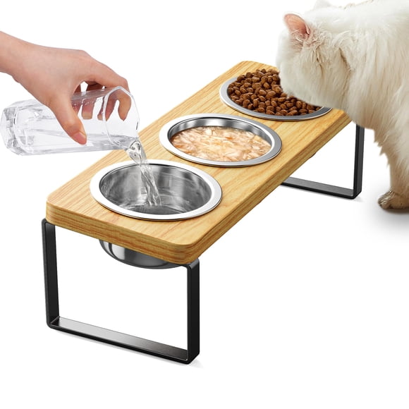 Cuencos elevados para gatos AKAOLA, inclinados 10°, antivómitos, con soporte