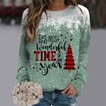 thumbnail image 2 of Sudadera Gibobby con capucha de Manga larga y estampado de nieve navideño para mujer Verde S, 2 of 4