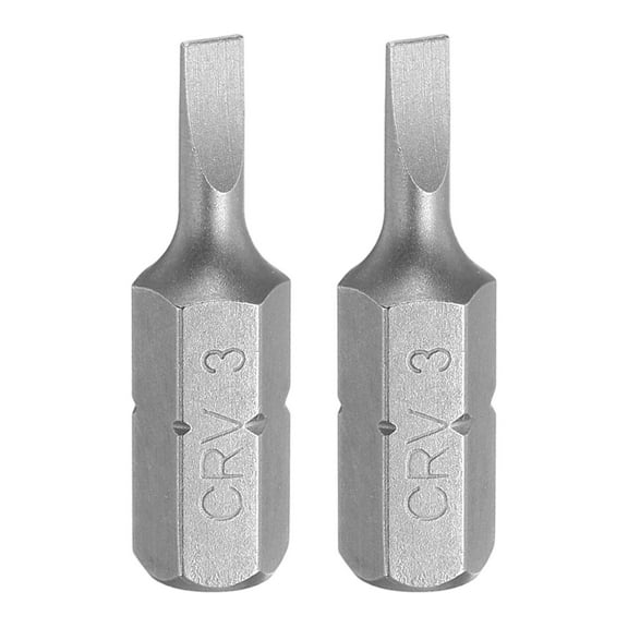 Uxcell 2pcs 1/4" Hex Shank SL3 Head 1" Length Flat Head Screwdriver Bit