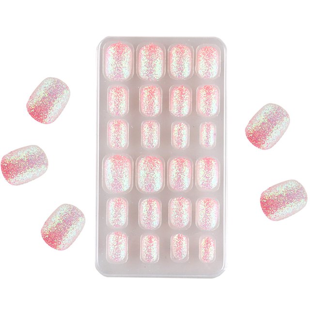 1 Juego de 24 Uds. De uñas postizas cortas para niños, uñas postizas de cobertura completa para niñas pequeñas