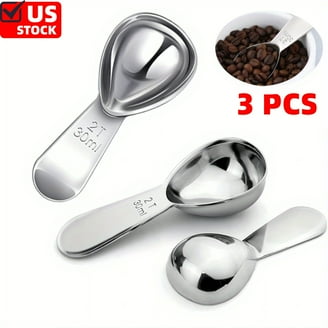 4 Pack Stainless Steel Measuring Scoops - 30ml Clear Scale Spoons For Coffee, Spices, Flour & Sugar