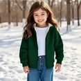 thumbnail image 2 of KAUOD Girls Fleece Lined Hoodies Winter Padded Warm Zip up Fuzzy Jackets with Pockets Kids Plain Long Sleeve Outwear, 2 of 8