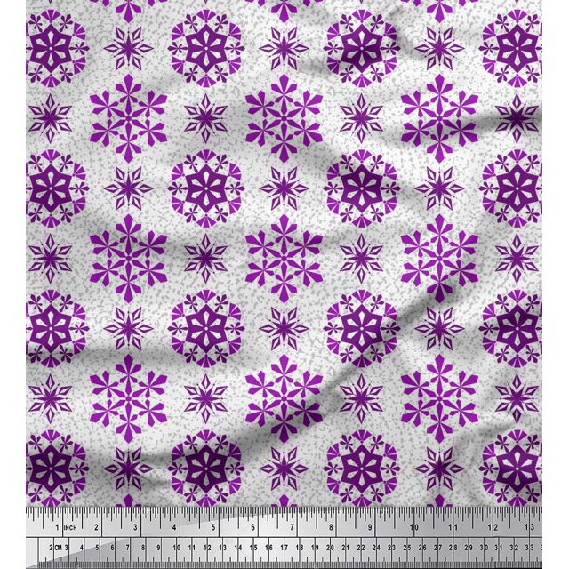 Soimoi Georgette Viscose Fabric Snow Flakes Floral Decor Fabric Printed Yard 42 Inch Wide