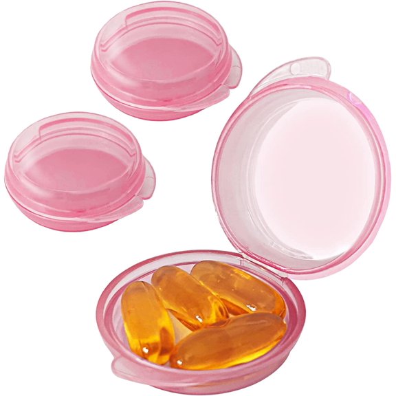 Small Pill Box (3 Pack), Daily Mini Pill Organizer Portable for Purse Pocket,Travel Pill Case Medicine Storage Container Earplug Case (Red)