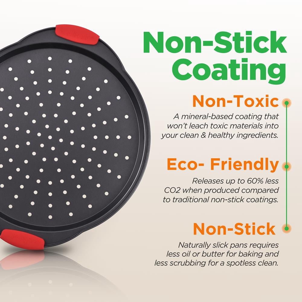 NutriChef 2-Pc. Non-stick Pizza Tray - Round Steel Non-stick Pan