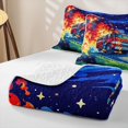 thumbnail image 4 of Castle Fairy Cartoon Fire Truck Twin Quilt Set,Night Flame Print Twin Coverlet Set for Bedroom,Red Blue, 4 of 7