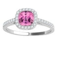 thumbnail image 5 of Mauli Jewels 1.15 CT Natural Pink Topaz & Diamond Ring in 10K Rose White & Yellow Gold | Cushion Cut Center Stone | Prong Set Bridal Ring for Women, 5 of 7