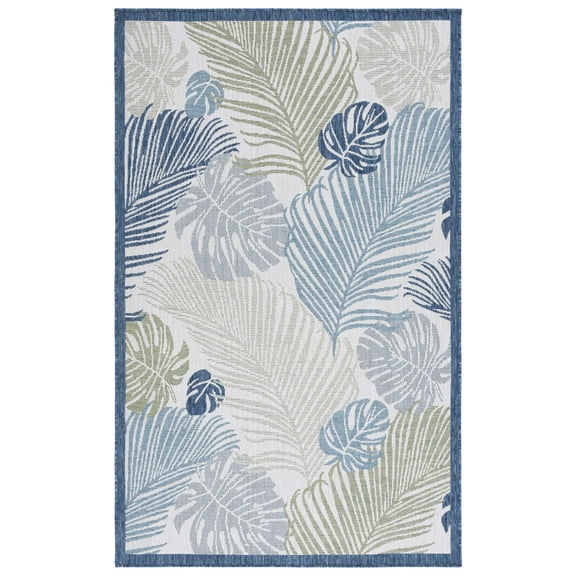 Safavieh Courtyard Nicholas Botanical Indoor/Outdoor Area Rug, Beige/Green Blue, 5'3" x 7'7"