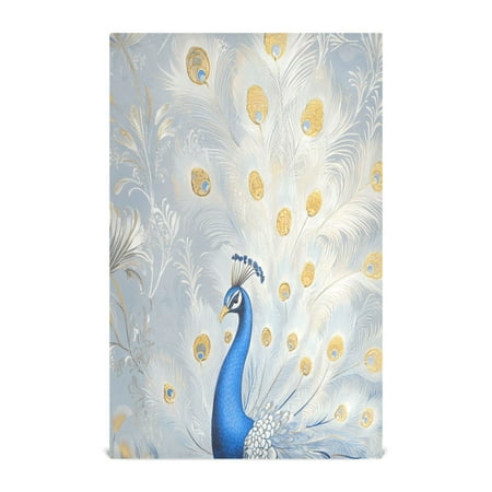 

WOBOGO Blue Peacock Kitchen Towel 1 Piece Large Cotton Dishcloth Premium Absorbency Set with Hanging Loop