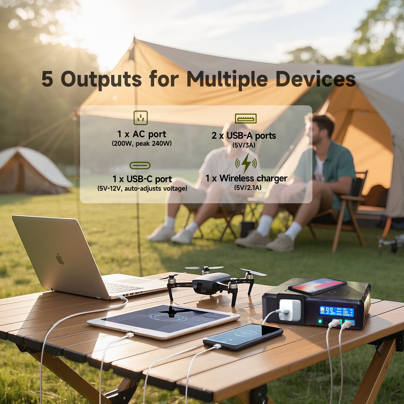 ALLPOWERS 200W Portable Power Station, 154Wh Solar Generator with Wireless Charge, Fast Charging Power Bank  Backup Battery for Phone, Laptop, RV, Camping, Fishing Outdoors