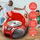 thumbnail image 3 of Magnavox MD6924 Boombox portátil con CD de carga superior y radio estéreo AM/FM en negro | Compatible con CD-R/CD-RW | Pantalla LED | Puerto auxiliar compatible | Reproductor de CD programable | (Rojo, 3 of 5