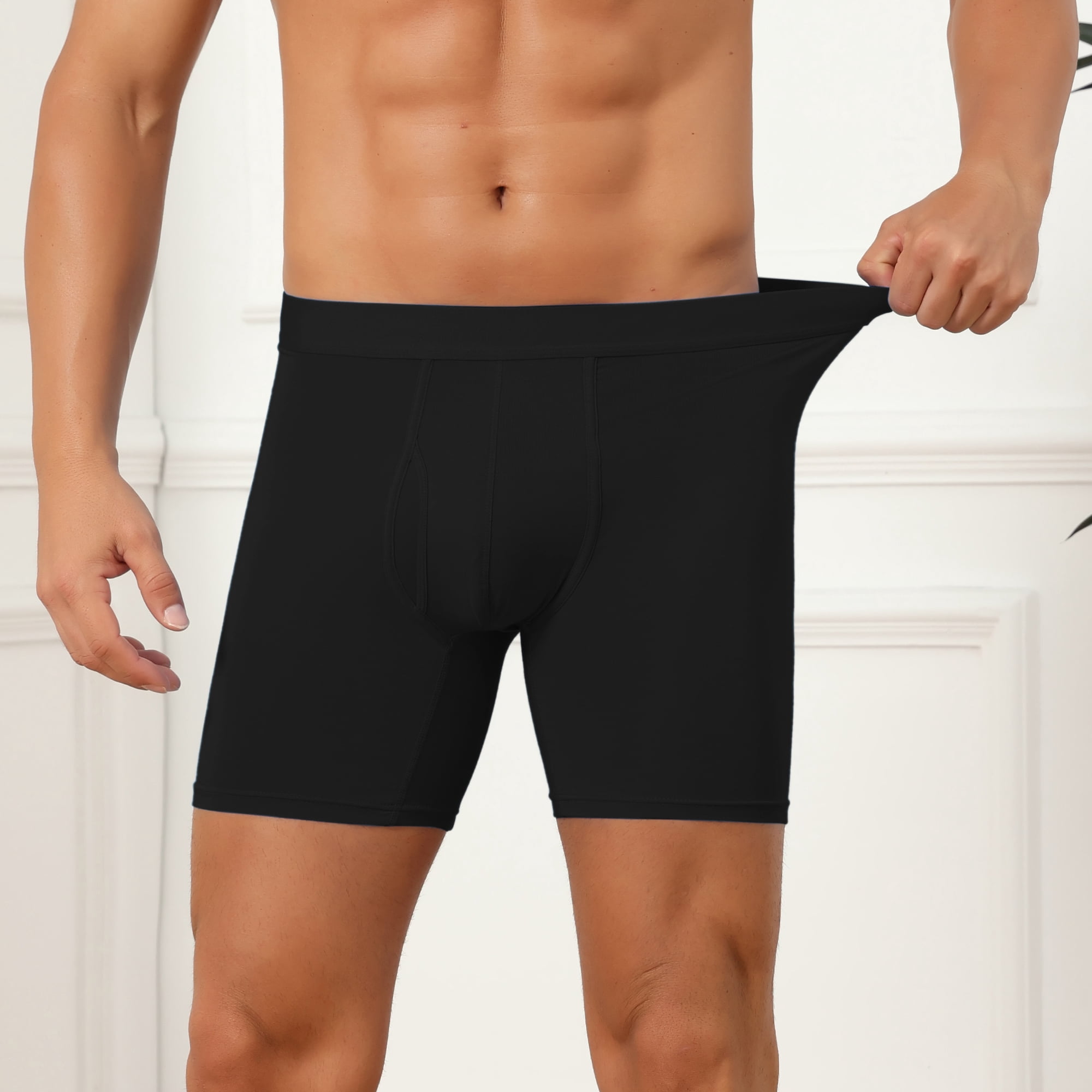 DARING DIVA Men's Elastic Waistband Soft Mid-Waisted Solid Underwear 30 Black