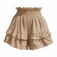 thumbnail image 6 of Zynoxe Skorts for Women Comfort Elastic Waist Womens Solid Color Skorts Trendy Versatile Tiered Ruffled Hem Mini Skirt Shorts Lightweight Breathable Cotton Linen Summer Skorts S, 6 of 7