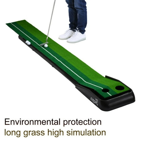 ZEDWELL Indoor Golf Putting Practice Mat, Putting Green Portable Outdoor Golf Auto Ball Return Function, 1 Putter Putting Trainer Mat Dual-Track ProEdge - Extra Long 10.5 Feet Mat