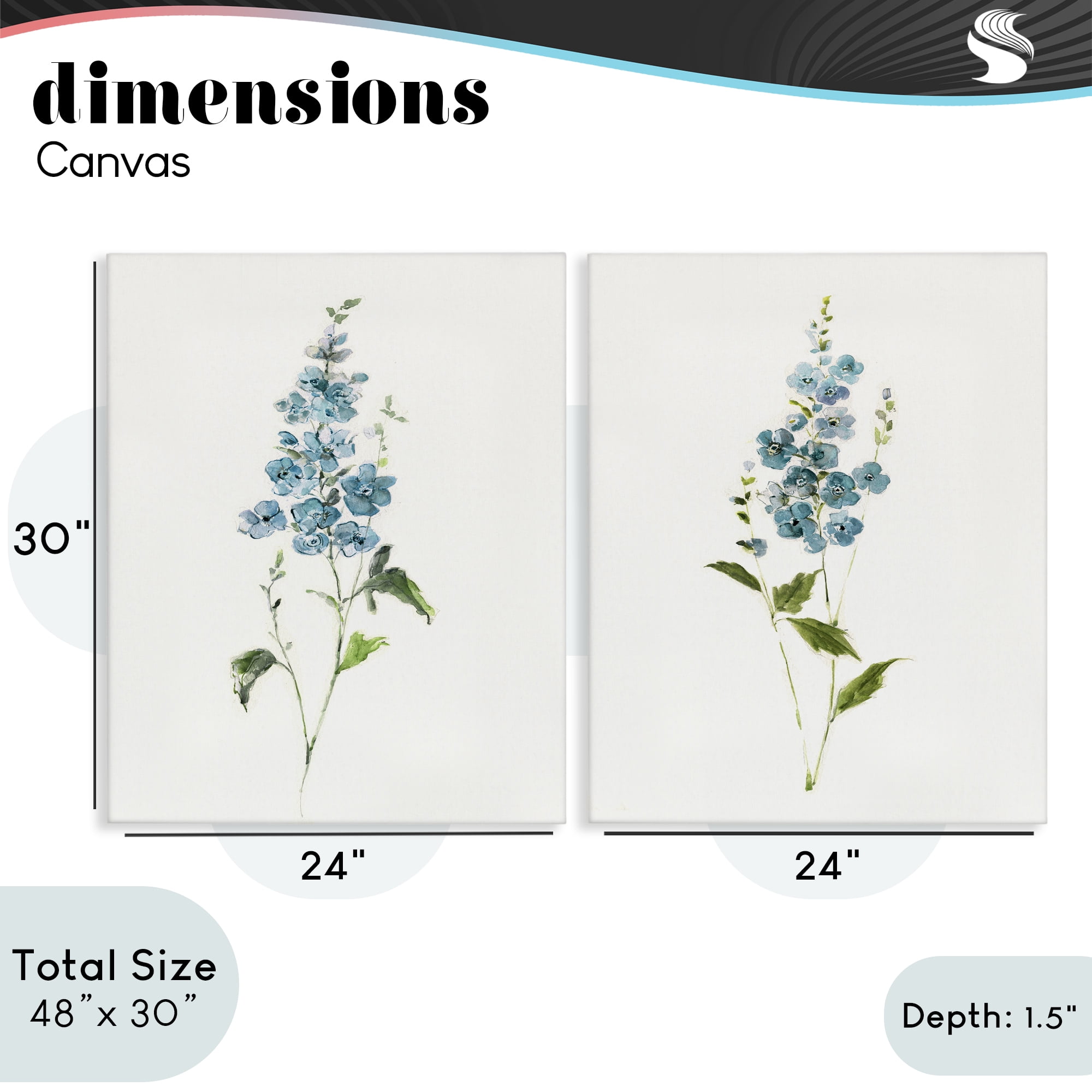 Stupell Industries Blue Watercolor Sprigs 2 Piece Canvas Wall Art Set, design by Sally Swatland