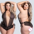 thumbnail image 2 of Body de encaje de talla grande para mujer, lencería Sexy, ropa de dormir, malla de encaje Floral, transparente, Catsuit, disfraz sexual erótico, 5XL, 2 of 5