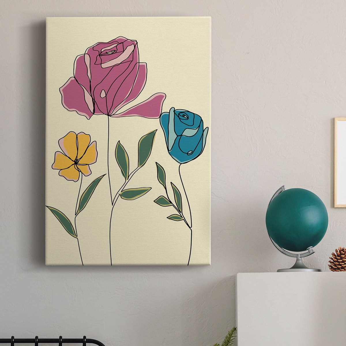 Colored Floral II Premium Gallery Wrapped Canvas - Ready to Hang