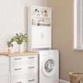 thumbnail image 5 of Over The Toilet Cabinet, Double Door Bathroom Storage Organizer, Toilet Rack with Inner Adjustable Shelf and 2 Upper Open Compartments for Laundry, Home, Dorm, Apartment, Indoor, White, 5 of 5