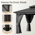thumbnail image 6 of JolyDale 10' x 14' Outdoor Hardtop Gazebo, Galvanized Double Roof Canopy Gazebo,Aluminum Frame Permanent Pavilion with Mosquito Net and Privacy Curtain for Garden, Patio, Gray, 6 of 8