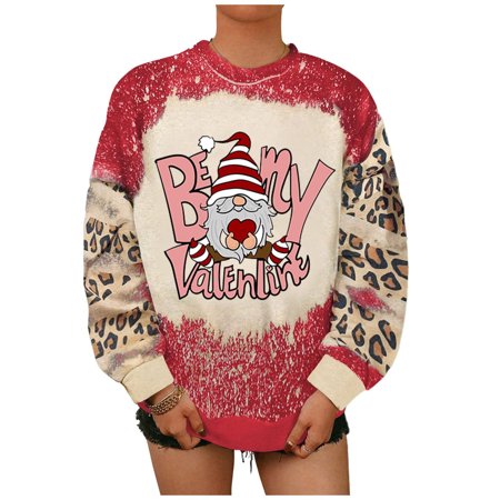 

Juebong Women Valentine s Day Pullover Sweatshirts Heart Letter Print Long Sleeve Crewneck Loose Spring Sweater Tops Red shirts for women XL
