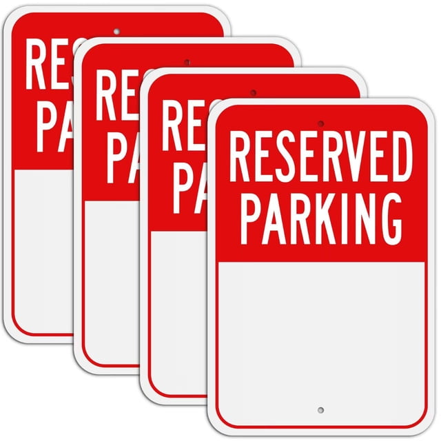 (4 Pack) Large Reserved Parking Sign, 18"x12" Reflective Aluminum Metal Write-On Sign, Rust-Free, Weather Resistant, Weatherproof, Easy to install