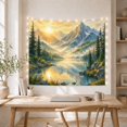 thumbnail image 5 of Mountain Lake Sunrise with Painterly Prominent Jagged Peak, Mystical Fantasy for Space Lovers, Galaxy Room Decor, Housewarming Gift, Tapestry Wall Hanging for Bedroom and Dorm, 5 of 7
