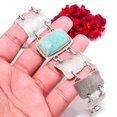 thumbnail image 3 of Amazonite - Russia 925 Sterling Textured Silver Bracelet 8.99" B84318, Christmas Gift, 3 of 4