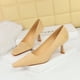 thumbnail image 2 of Zapatos de tacón bajo de ante de lujo para mujer, de boca poco profunda, con punta cuadrada, ajustados, de tacón medio alto, versátiles, clásicos, para boda, 2 of 5