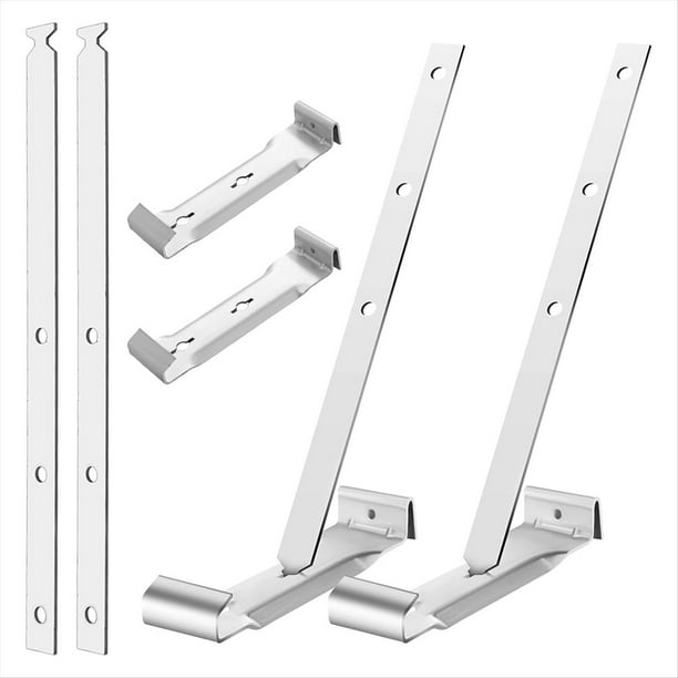 25 Juegos de Soportes de Aluminio para Canaletas de 5 Pulgadas con Correas para Fijar Sin Alero, Ideales para Canaletas de Aluminio y Acero.