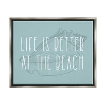 Stupell Industries Better at Beach with Shell Animals & Insects Painting Gray Floater Framed Canvas Art Print Wall Art, 21 x 17