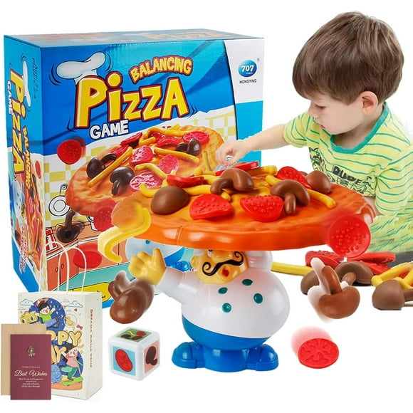 Balancing Pizza Game, 2024 New Topple Pizza Game, Tabletop Balancing Pizza Toy, Poppa's Pizza Pile-Up for 2-4 Players for Kids with box