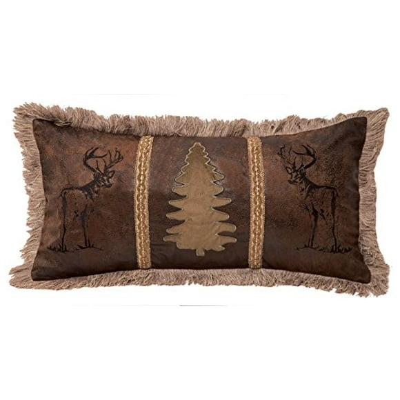 Carstens Buck and Tree Faux Suede Decorative Pillow, 14" x 26", Multicolor
