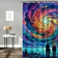 thumbnail image 2 of BCIIG Galaxy Bathroom Shower Curtain Set 100% Polyester with Hooks 60"x72, 2 of 7