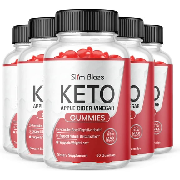 (5 Pack) Slim Blaze Keto ACV Gummies - Supplement for Weight Loss - Energy & Focus Boosting Dietary Supplements for Weight Management & Metabolism - Fat Burn - 300 Gummies