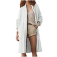thumbnail image 3 of Sentmoon Womens Jackets Lightweight Lapel Collar Long Sleeve Women Outfits Oversized Solid Color Loose Lightweight and Warm Spring Tops for Women Fall and Winter for Birthday Parties White S, 3 of 9