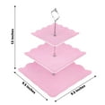 thumbnail image 3 of Efavormart 13" | 3 Tier Floral Print Cupcake Stand, Pink Square Dessert Tray Display Holder with Wavy Edges - Plastic, 3 of 11