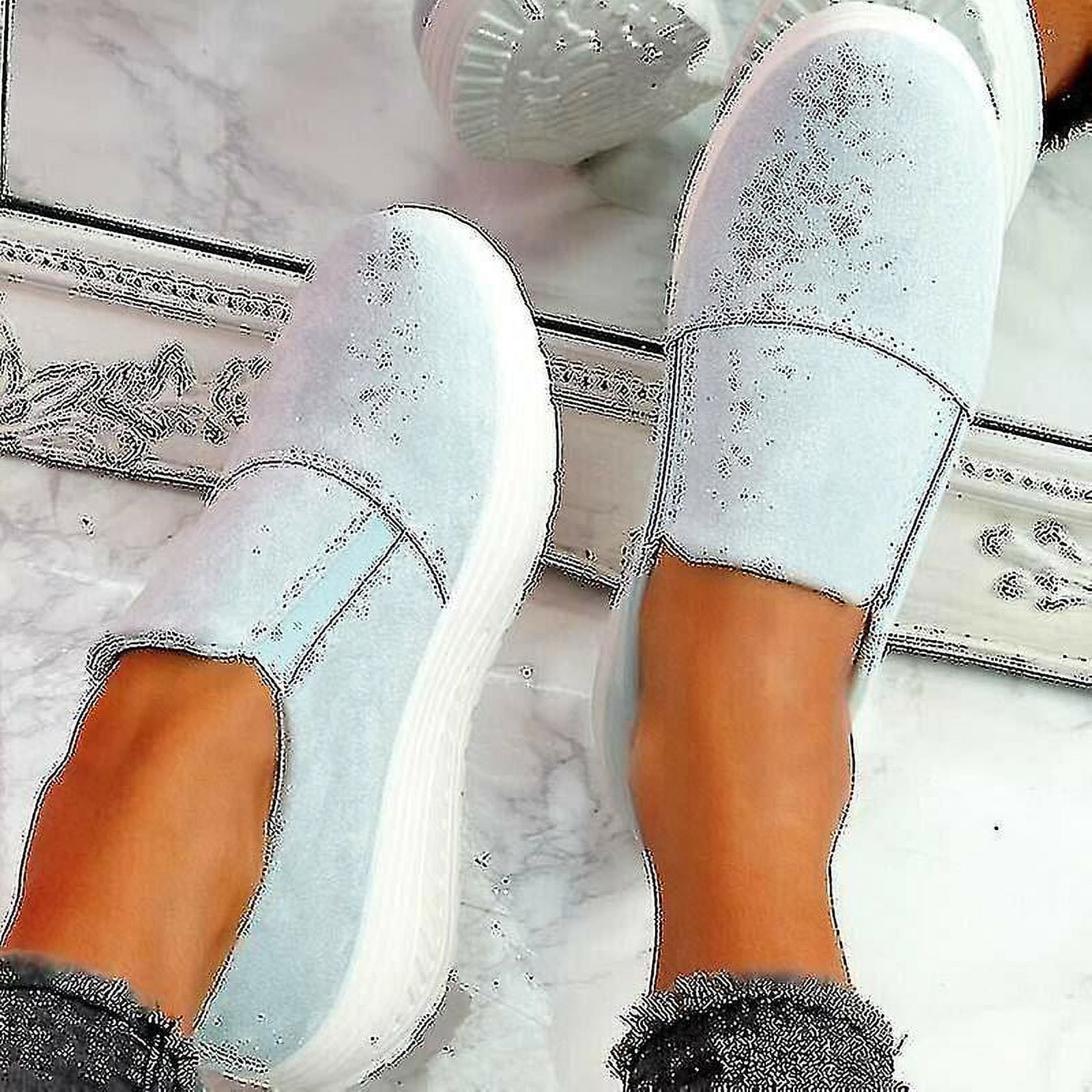 Baskets Antiderapantes pour Femmes Chaussures a Enfiler Antiderapantes Decontractees Bout Rond Plateforme Chaussures de Marche