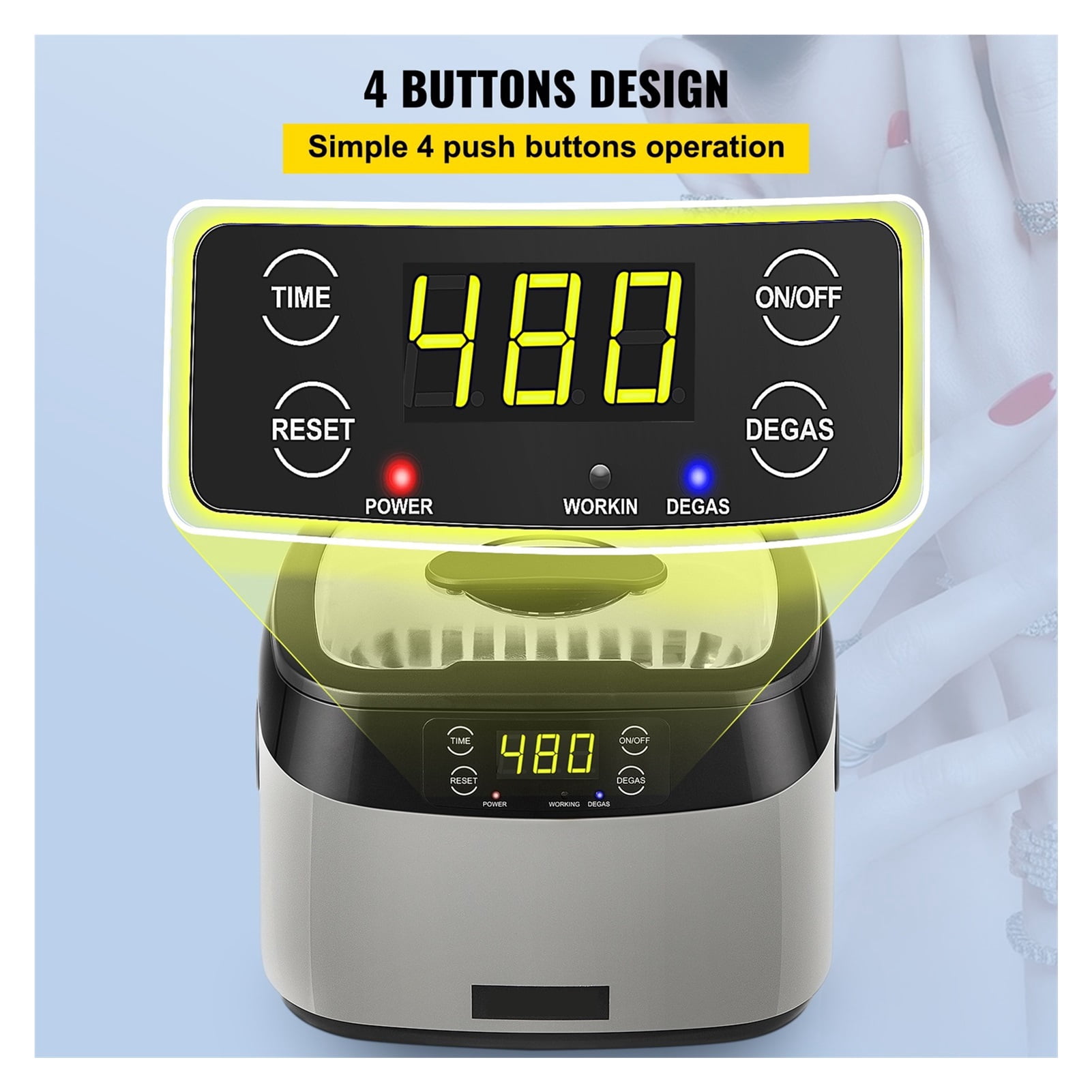 1.2L Ultrasonic Cleaner 40kHz Ultrasonic ABS Plastic & 304 Stainless Steel With Timer For Fruits Jewelry Glasses Watches ,Strong Cleaning
