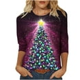 thumbnail image 2 of Holiday Gifts! Titcea Christmas Shirts for Women 3/4 Sleeve Crewneck Glitter Xmas Tree Print Pullover Christmas Sweaters 2024 Fashion Casual Tops, 2 of 4