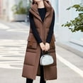 thumbnail image 6 of FNFHFY Women's Long Style Jacket Vests Solid Color Fall Winter Hooded Vests Slim Fashion Double Side Big Pockets Outing Gilets, 6 of 9