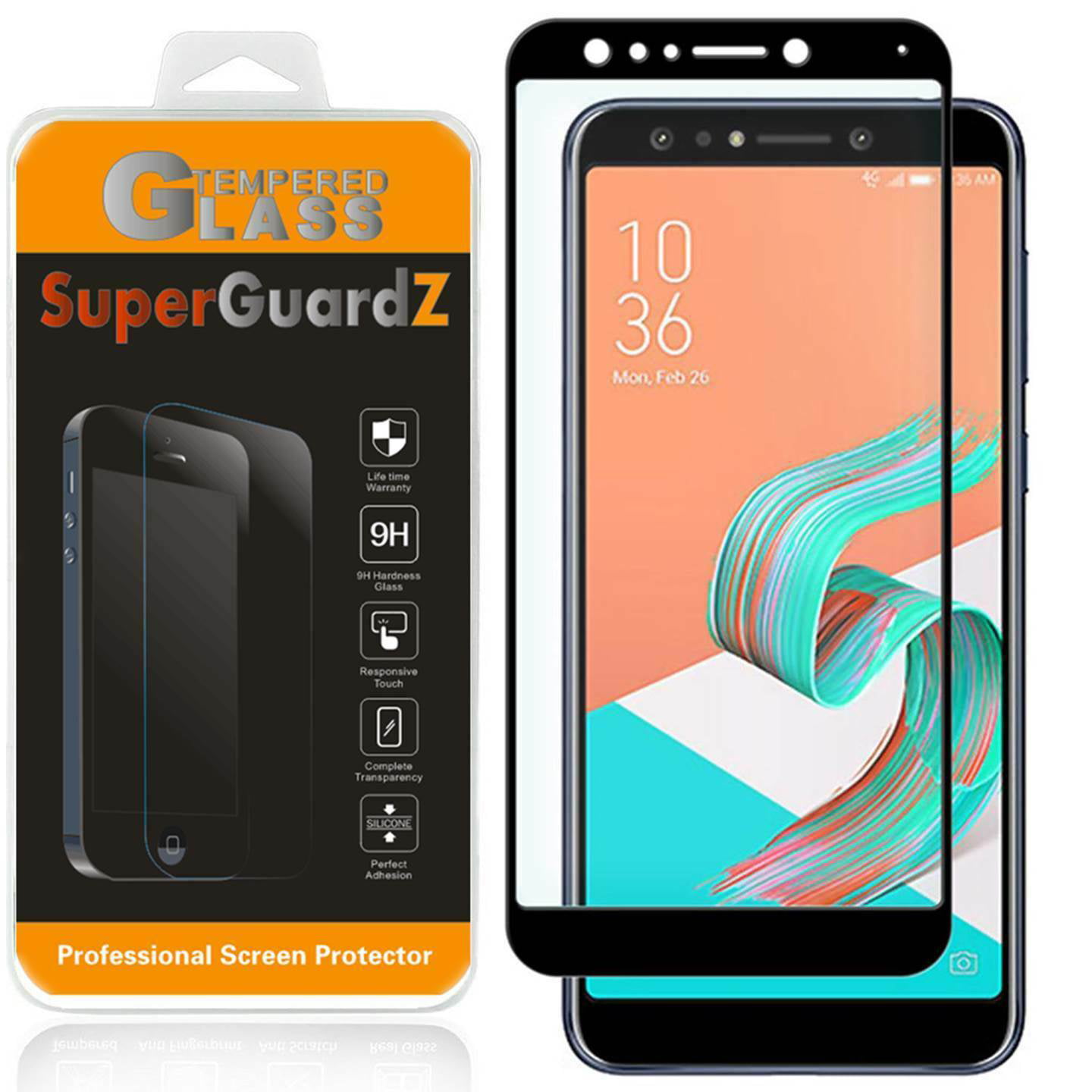 For Asus ZenFone 5Q - SuperGuardZ Full Cover Tempered Glass Screen Protector, Edge-To-Edge, 9H, Anti-Scratch, Anti-Bubble, Anti-Fingerprint