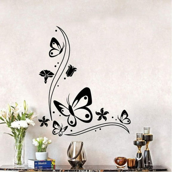 Butterfly Border Butterflies Silhouette Elegant Wall Sticker Art Decal for Girls Boys Kids Room Bedroom Nursery Kindergarten House Fun Home Decor Stickers Wall Art Vinyl Decoration Size (40x35 inch)
